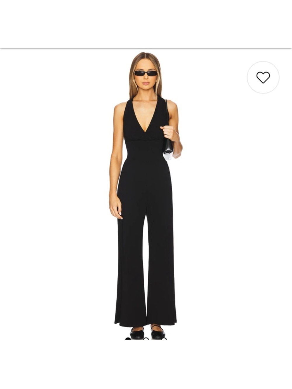 Bobi Black Revolve Black Modal Cotton Cross Back Wide Leg Jumpsuit Size S